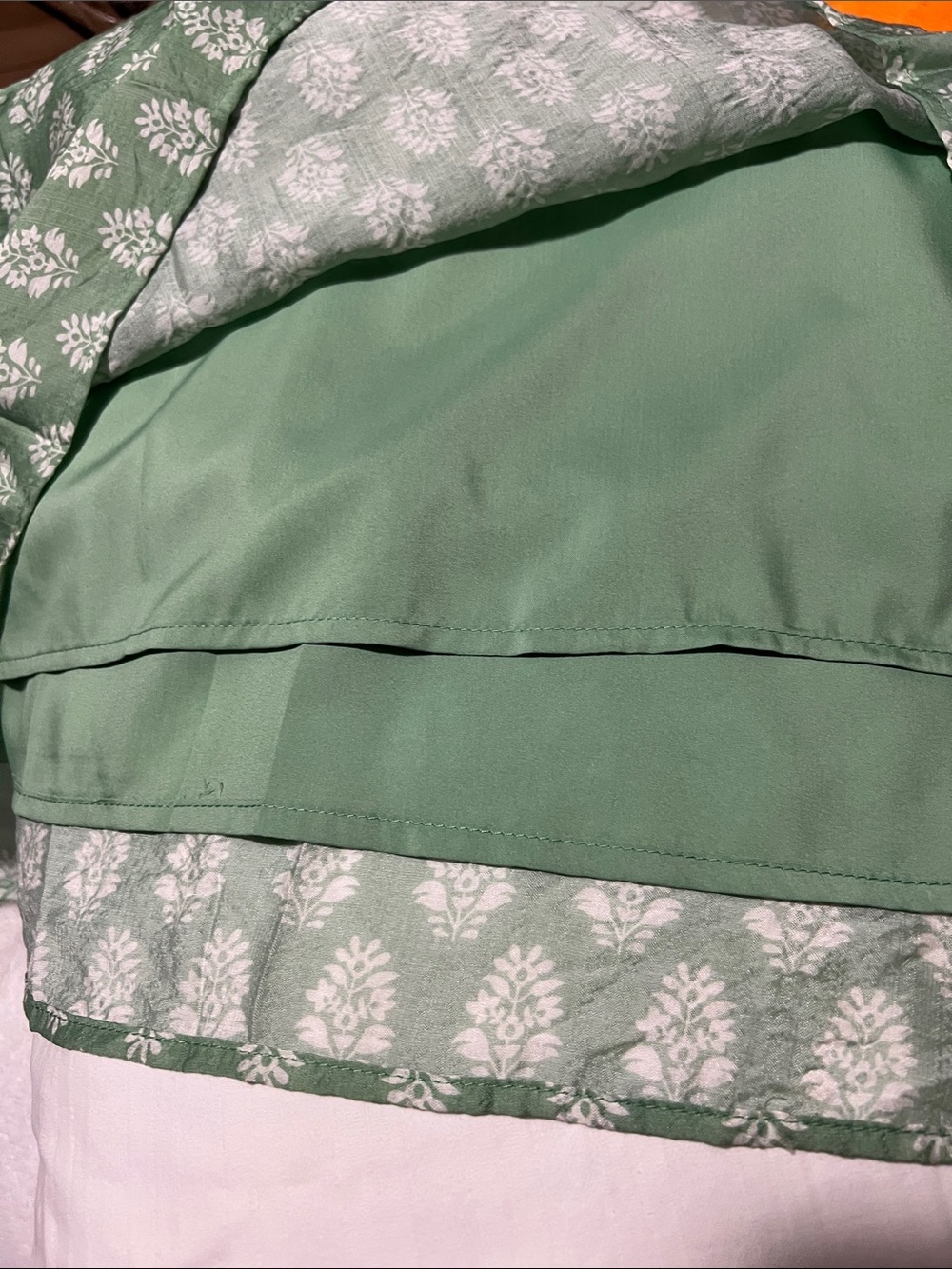 NWT Umgee Green Floral Blouse with White Lace Trim Large - Picture 6 of 14